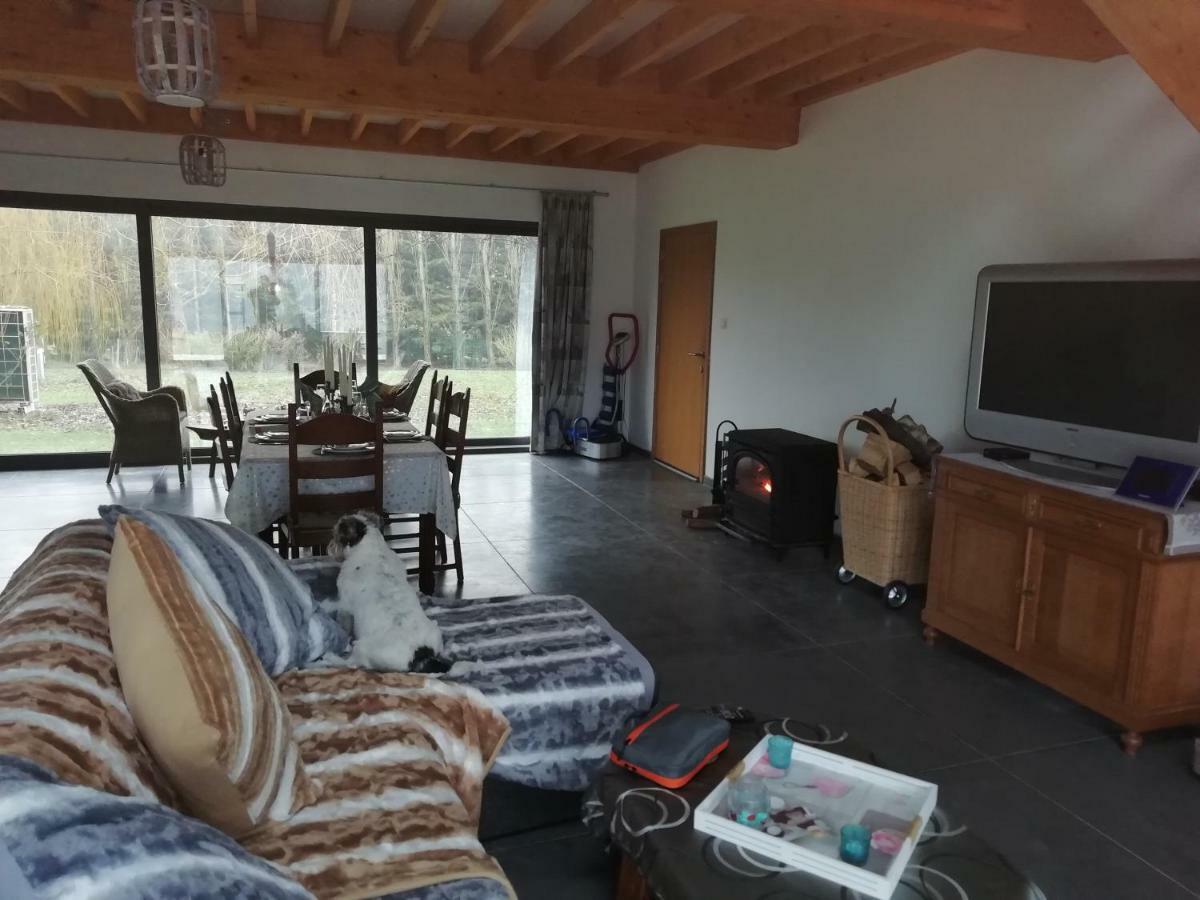 Florennes Gite Neuf 150 M2 Devant Un Grand Lac Prive De 2 Hectares Poissonneux Au Milieu Des Bois Luaran gambar